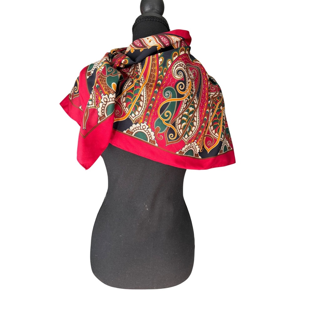 Symphony Scarfs Paisley Square Scarf Red Teal Boho Western Equestrian Scarf 35"